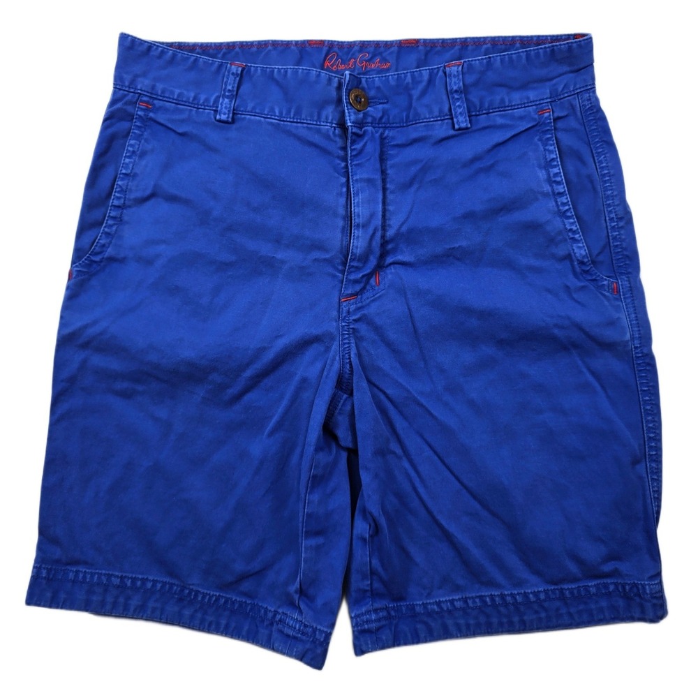 Robert Graham Chino Shorts Mens 30 Blue Cotton Stretch Coupe Classique